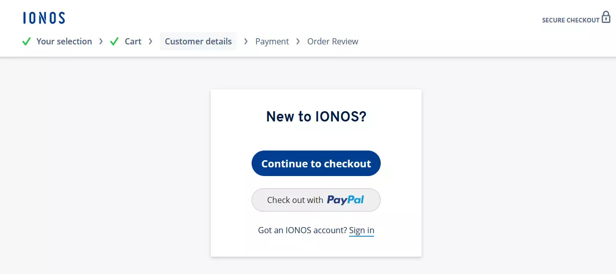 Registro de domínio com a IONOS: acesso do usuário Imagem: Registro de domínio com a IONOS: acesso do usuário